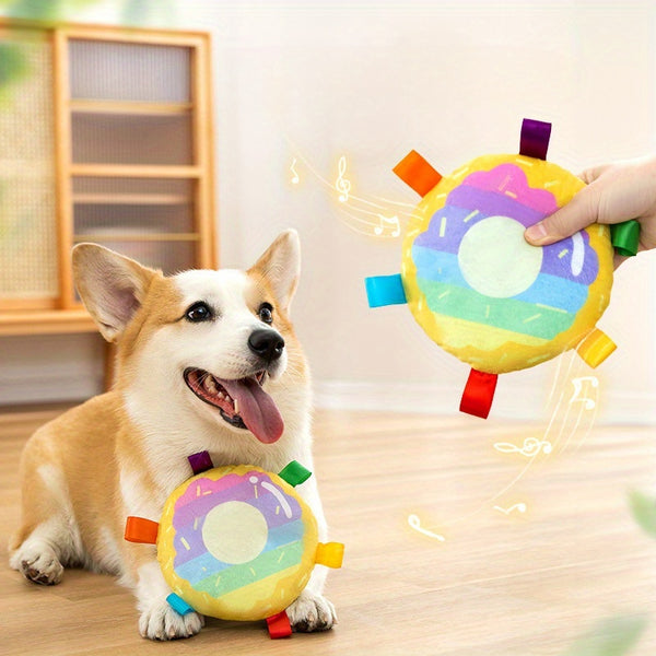 Cartoon Plush Flying Disc Toy for Dogs – Bite-Resistant Outdoor Play & Training