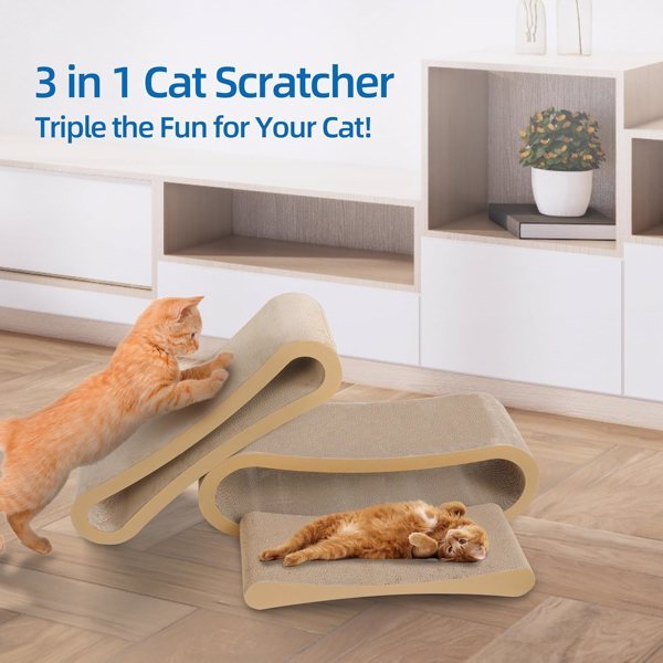 3-in-1 Cat Scratch Board Cardboard – Furniture Protector & Interactive Scratch Pad for Cats