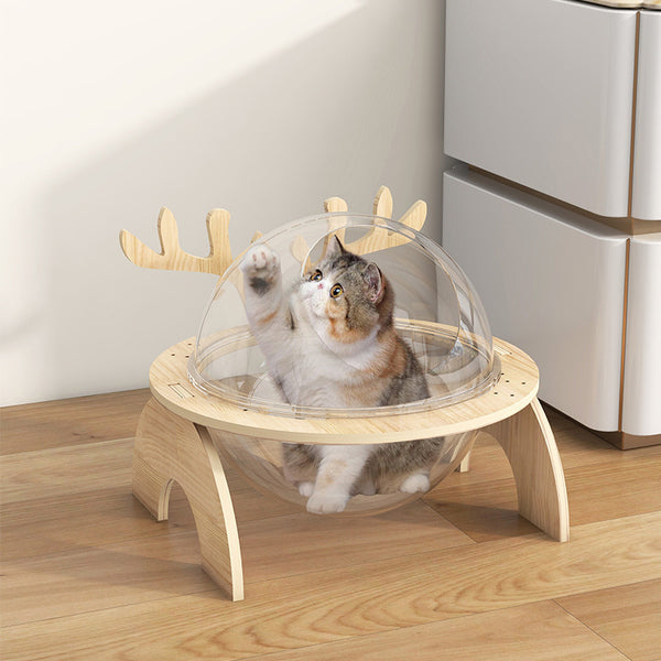 Antlers Cat Nest Four Seasons Universal – Stylish Solid Wood Chamfer Space Capsule Cat Bed