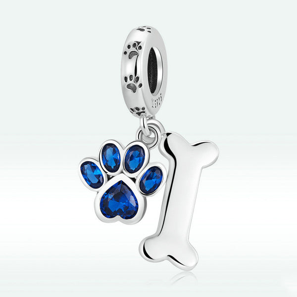 Blue Zircon Cute Pet Cat & Dog Paw Print Pendant – Stylish Pet Jewelry Accessories