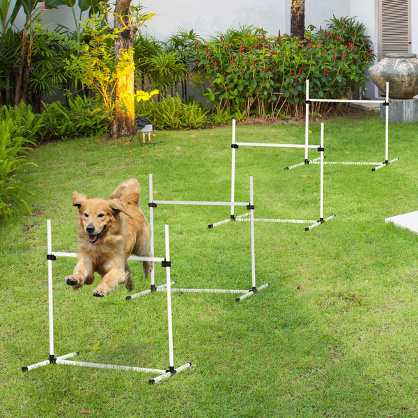 4-Piece Dog Agility Training Equipment – Height-Adjustable Jumping Poles for Effective Training